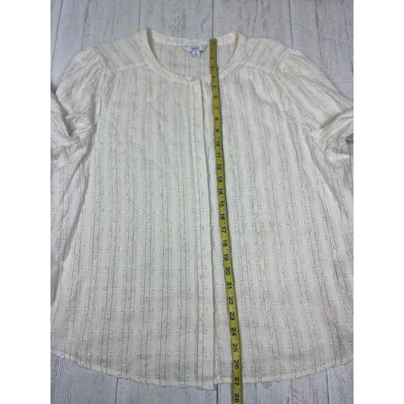 Croft & Barrow Womens XL White Gold Striped Textured Button-Front Blouse - Picture 5 of 16